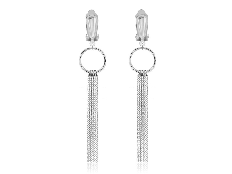 Srebrne klipsy Regina z łańcuszkami