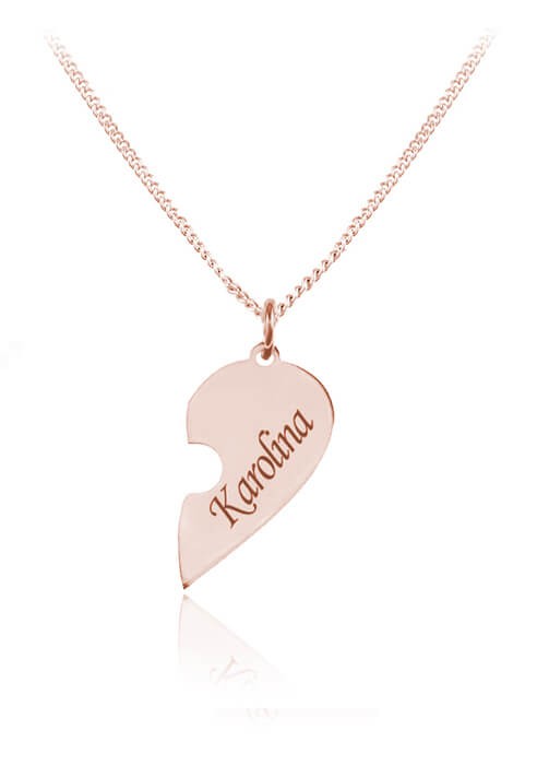 Srebrny naszyjnik z Sercem Puzzel II - Grawer - rose gold