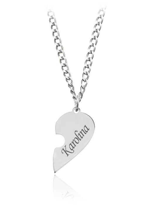 Srebrny naszyjnik męski z Sercem Puzzel II - Grawer