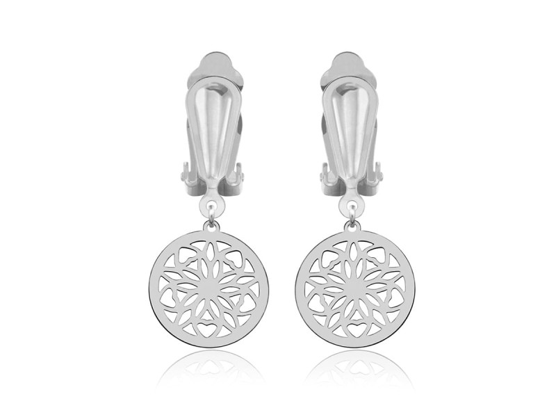 Srebrne klipsy z rozetą - Madeleine