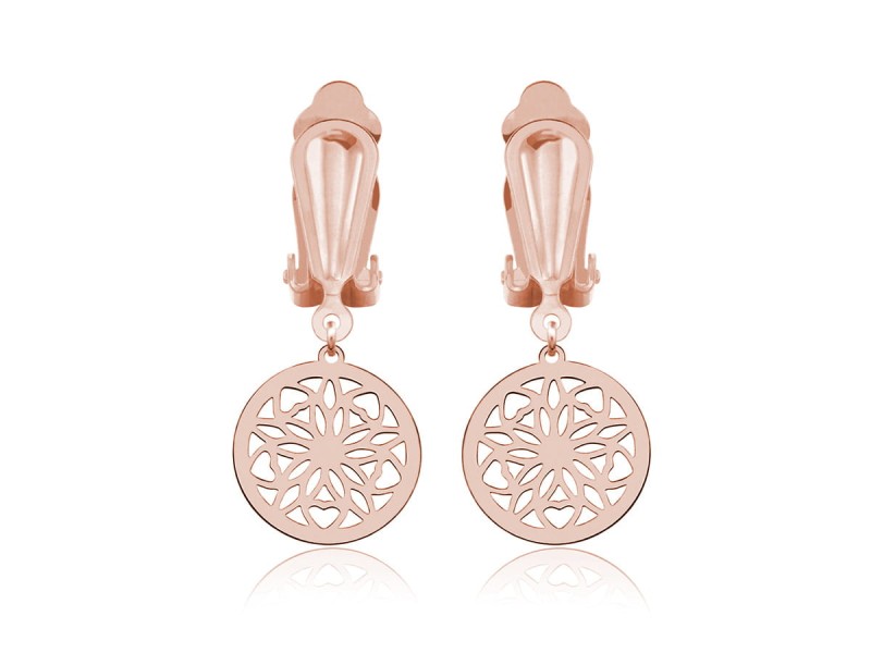 Klipsy Madeleine z rozetą - rose gold