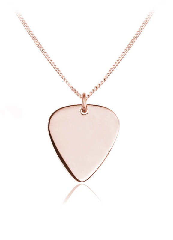 Naszyjnik z małą kostką do gitary - grawer - rose gold