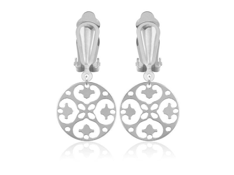 Srebrne klipsy Jaśmina z rozetą