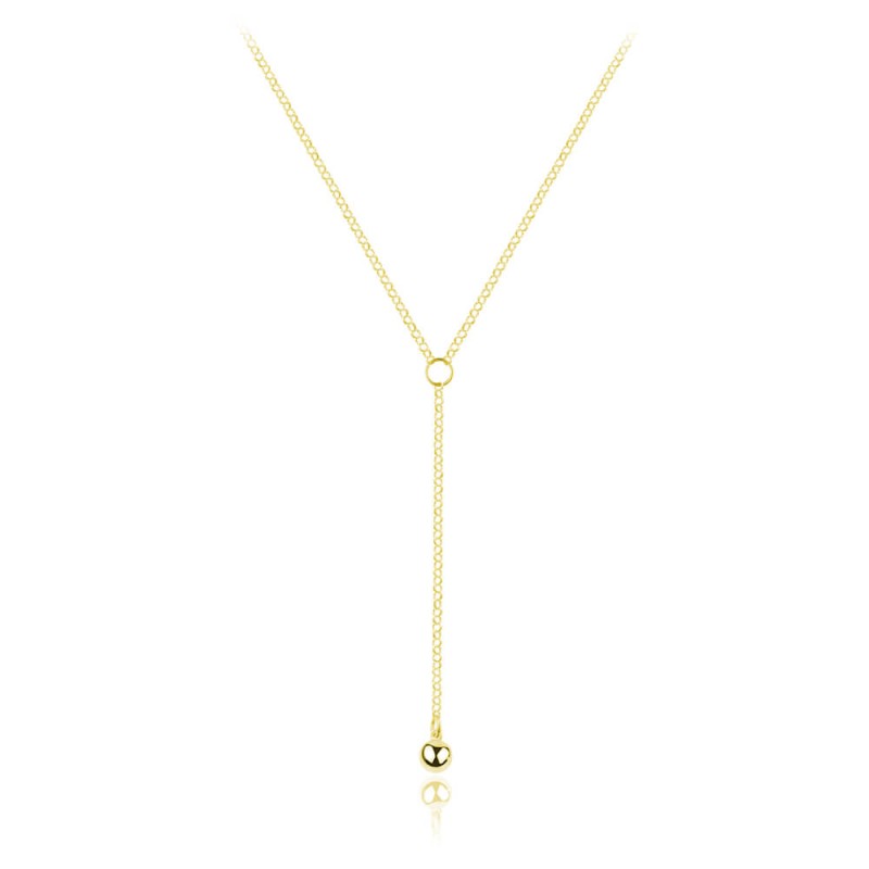 Naszyjnik srebrny Hariet z kulką i krawatką - 24k złocenie