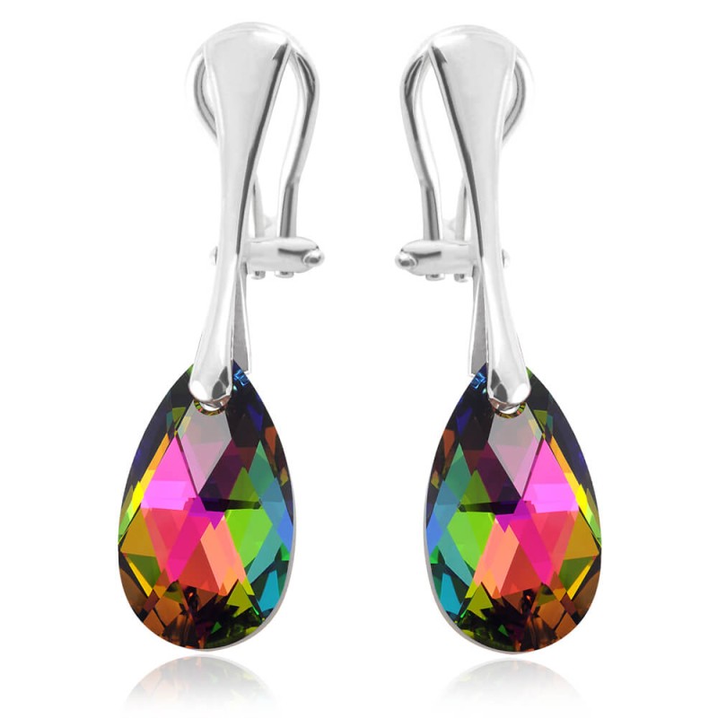 Srebrne klipsy z kryształem Swarovski® - 16mm - Vitrail Medium