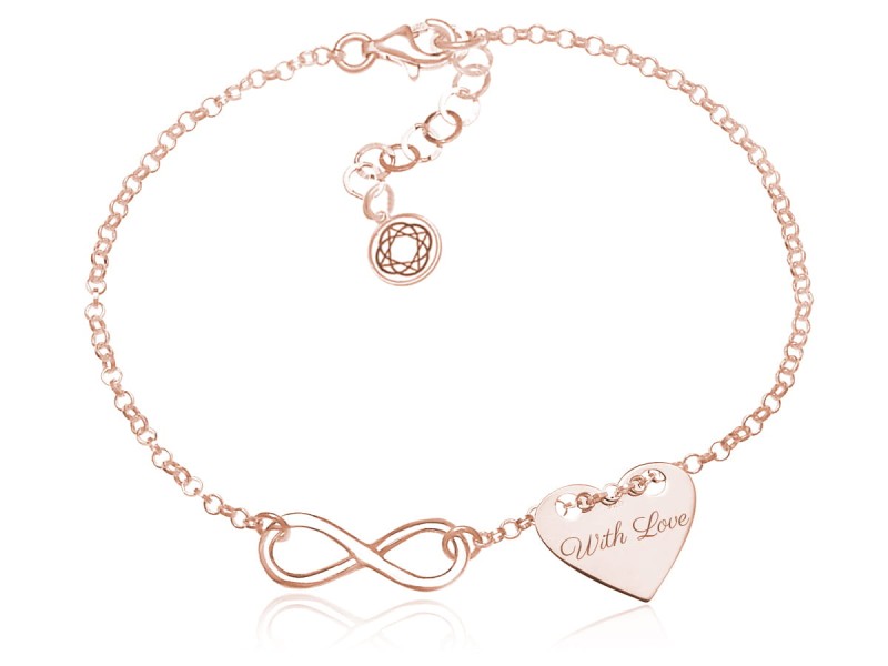 Bransoletka Inka - Nieskończoność i Serce - rose gold - Grawer