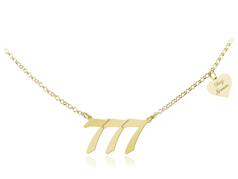 Srebrny Naszyjnik Liczby Anielskie i Serce - 24k złocenie - Grawer