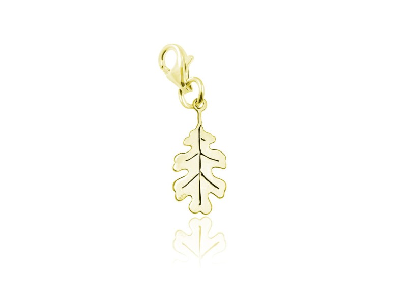 Zawieszka Charms Nellie - liść dębu - 24k złocenie