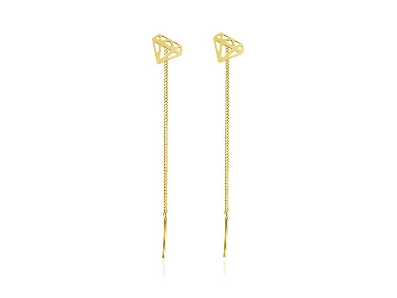 Srebrne kolczyki Diamenty przeciągane - 24k złocenie