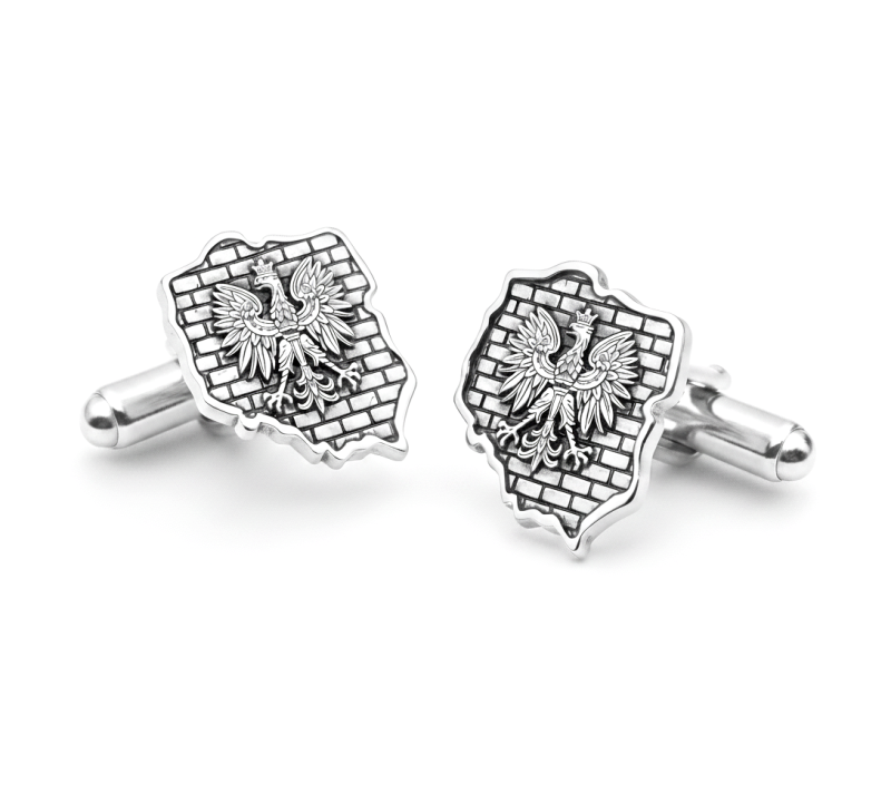 Srebrne spinki do mankietów - Polska i Orzeł