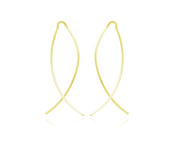 Srebrne kolczyki przeciągane przez ucho - 24k złocenie