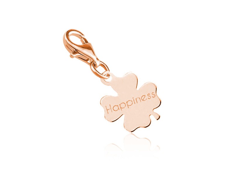 Zawieszka Charms Koniczynka - Grawer - rose gold