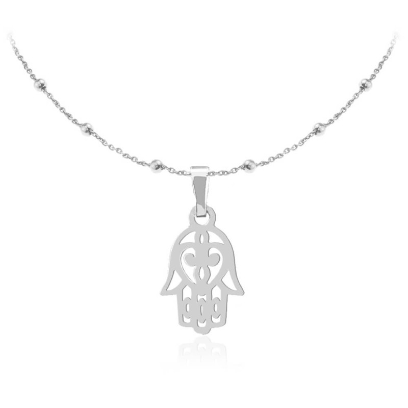 Naszyjnik Ręka Fatimy - Hamsa - łańcuszek kulki