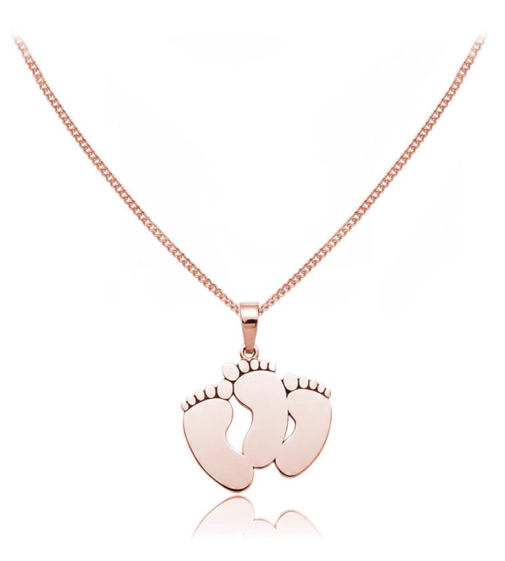 Srebrny naszyjnik Trzy Stópki z Grawerem - Rose Gold