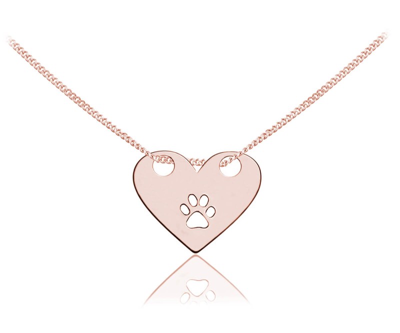 Naszyjnik z ażurową łapką w sercu - rose gold