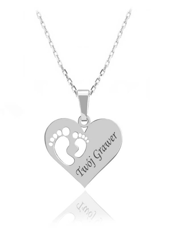 Naszyjnik srebrny Alina - serce i stópki