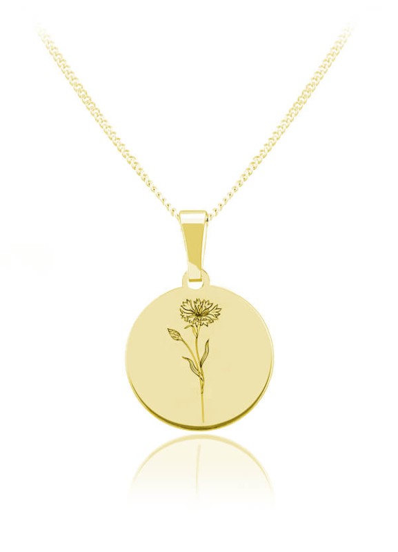 Kwiaty Polskie - Naszyjnik z Chabrem - 24k złocenie
