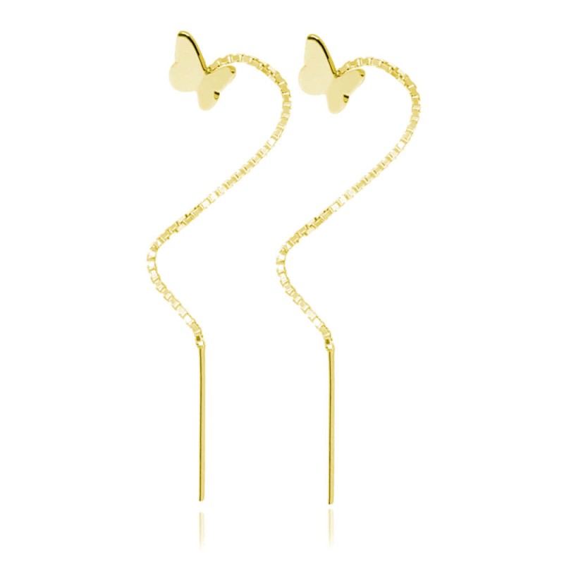 Srebrne kolczyki Motylki 3D - przewlekane - 24k złocenie