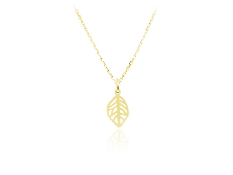 Srebrny naszyjnik z listkiem - 24k złocenie