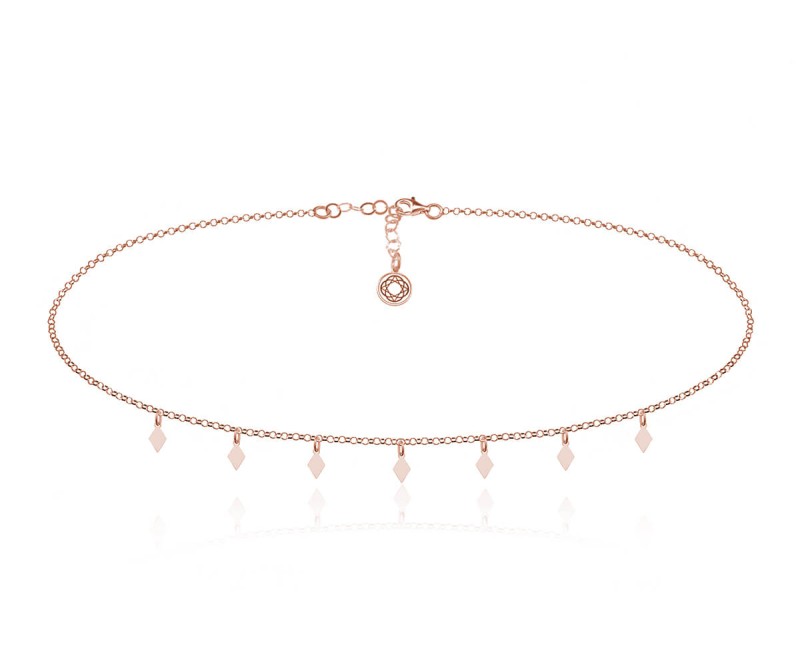 Srebrny naszyjnik Choker KARO - 7 elementów - Rose Gold
