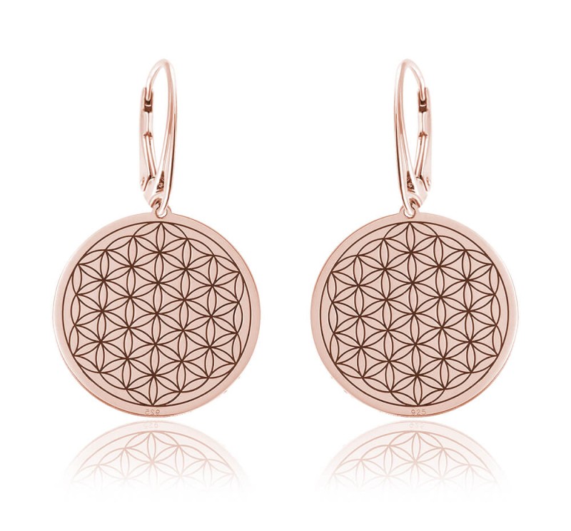 Kolczyki Kwiat Życia ze srebra pr. 925, Rose Gold