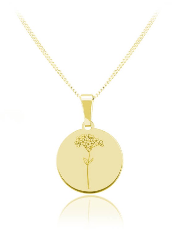 Kwiaty Polskie - Naszyjnik z Niezapominajką - 24k złocenie - Grawer