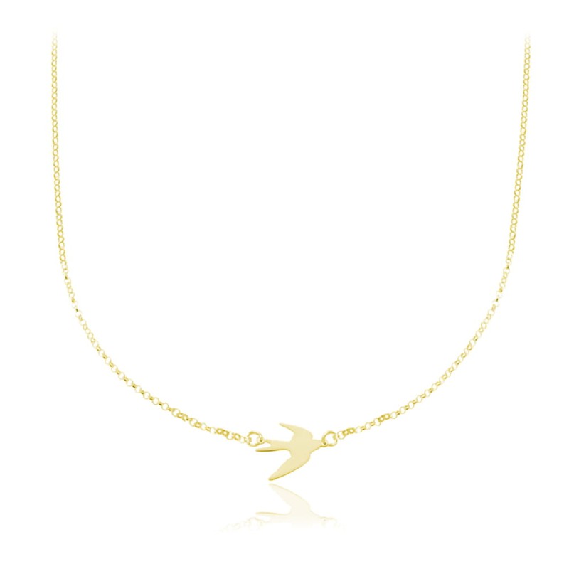 Srebrny naszyjnik Hailey - jaskółka - 24k złocenie