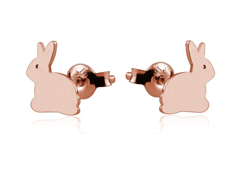 Srebrne kolczyki króliczki - rose gold