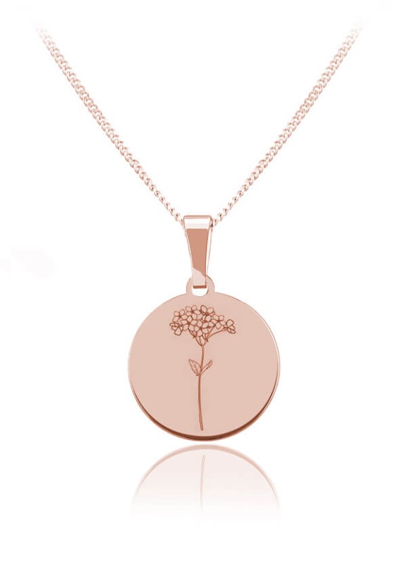 Kwiaty Polskie - Naszyjnik z Niezapominajką - rose gold - Grawer