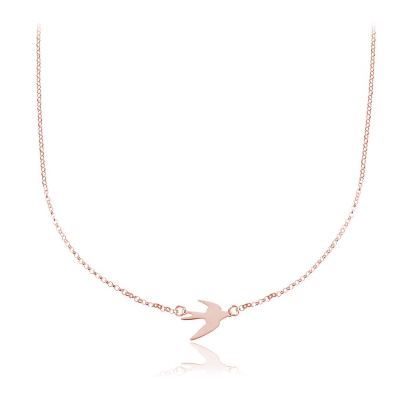 Srebrny naszyjnik Hailey - jaskółka - rose gold