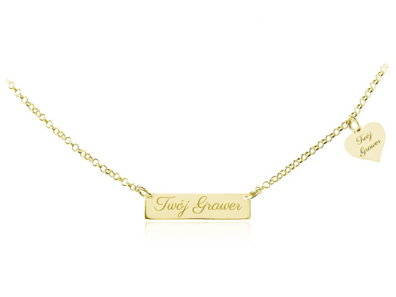 Srebrny Naszyjnik Lilly z Sercem i Grawerem - Srebro 925, 24k złocenie