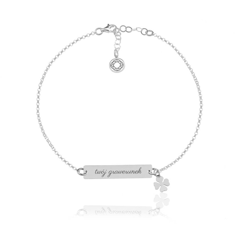 Bransoletka ze Srebra pr. 925 - Koniczynka i Grawer