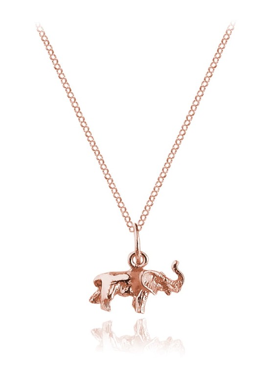 Srebrny naszyjnik Słonik na szczęście - rose gold
