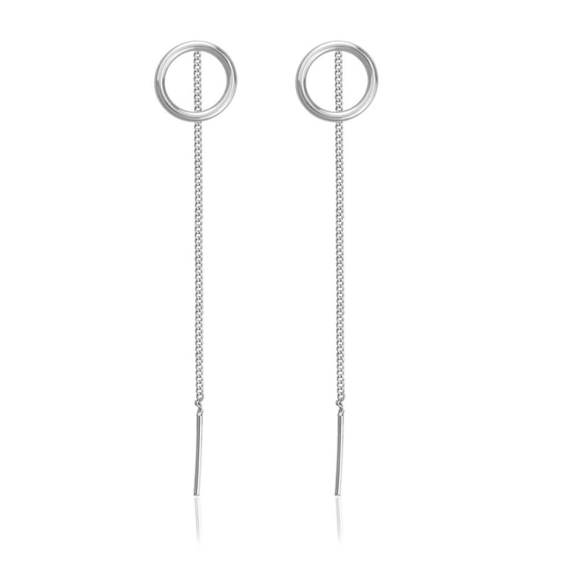 Kolczyki srebrne koło przeciągane przez ucho