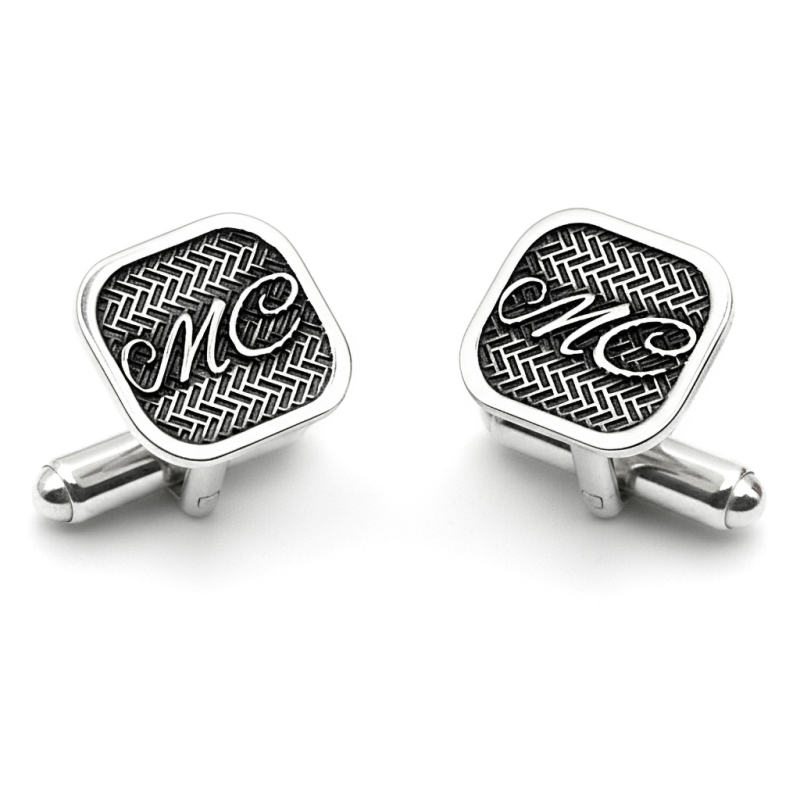 Srebrne spinki do mankietów - Inicjały - Monogram