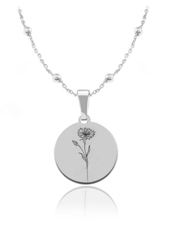 Kwiaty Polskie - Naszyjnik z Chabrem - łńcuszek kulki