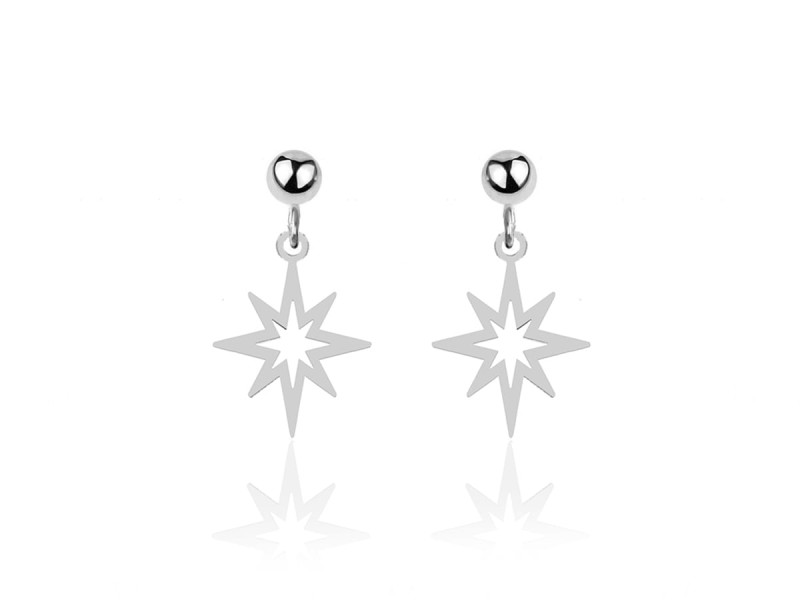 Wiszące kolczyki ze srebra pr. 925 Gwiazda Róża Wiatrów