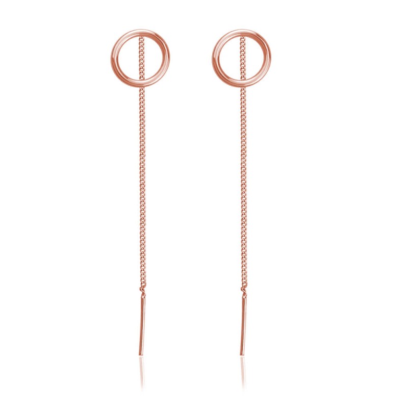 Kolczyki srebrne koło przeciągane przez ucho - rose gold