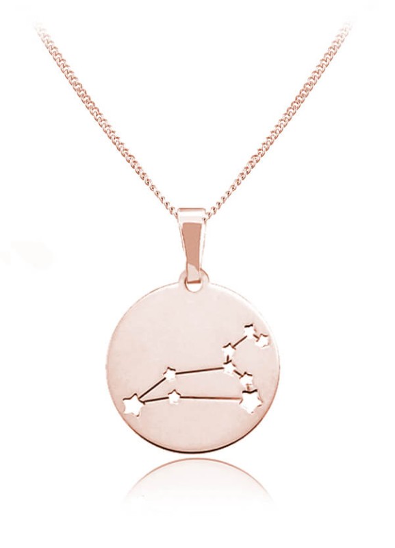 Naszyjnik ze zankiem zodiaku - Rose Gold - ażur