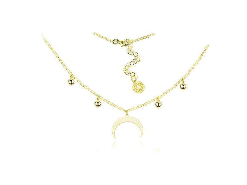 NASZYJNIK CHOKER - KSIĘŻYC I KULKI - LUNULA - DŁUGOŚCI - 24K ZŁOCENIE