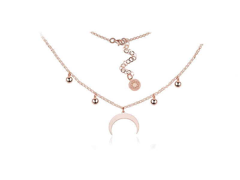 NASZYJNIK CHOKER - KSIĘŻYC I KULKI - LUNULA - DŁUGOŚCI - ROSE GOLD
