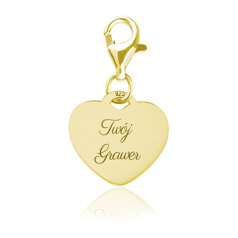 Charms serce - 24k złocenie - grawer gratis!
