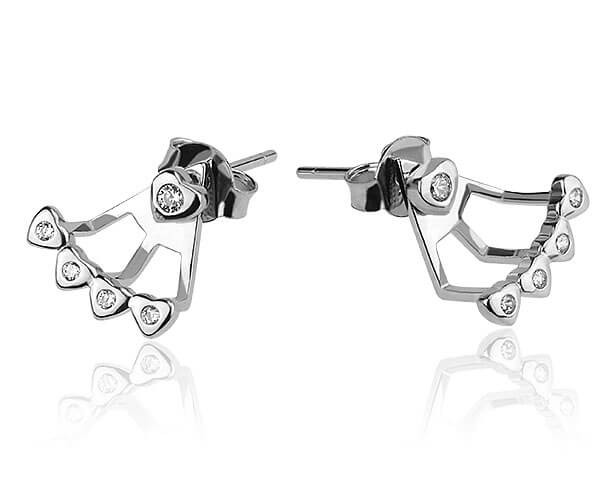 Kolczyki modułowe z cyrkoniami - rodowane