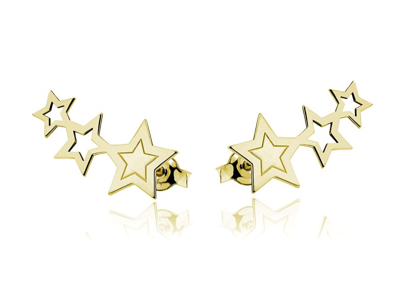 Kolczyki typu nausznica - Gwiazdki - 24k złocenie