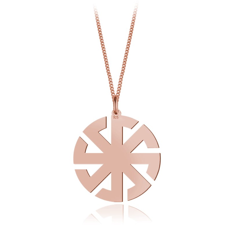 Srebrny naszyjnik Słowiański Kołowrót Swarga Swarożyca Swarzyca - rose gold