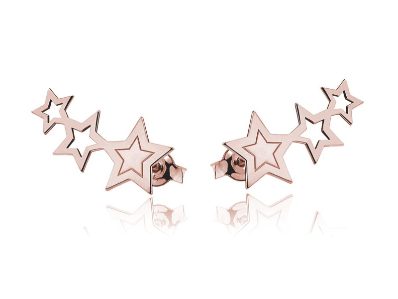 Kolczyki typu nausznica - Gwiazdki - rose gold
