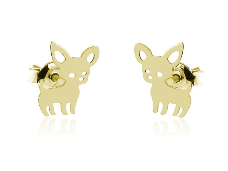 SREBRNE KOLCZYKI - PIESKI CHIHUAHUA - 24K ZŁOCENIE