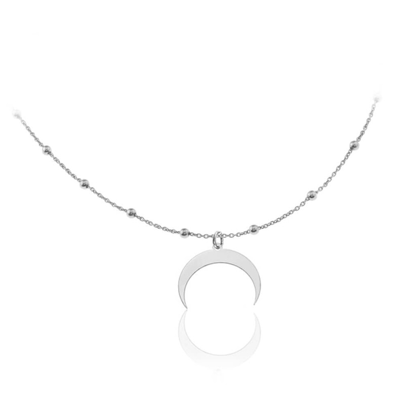 Srebrny naszyjnik Lunula II łańcuszek kulki i księżyc