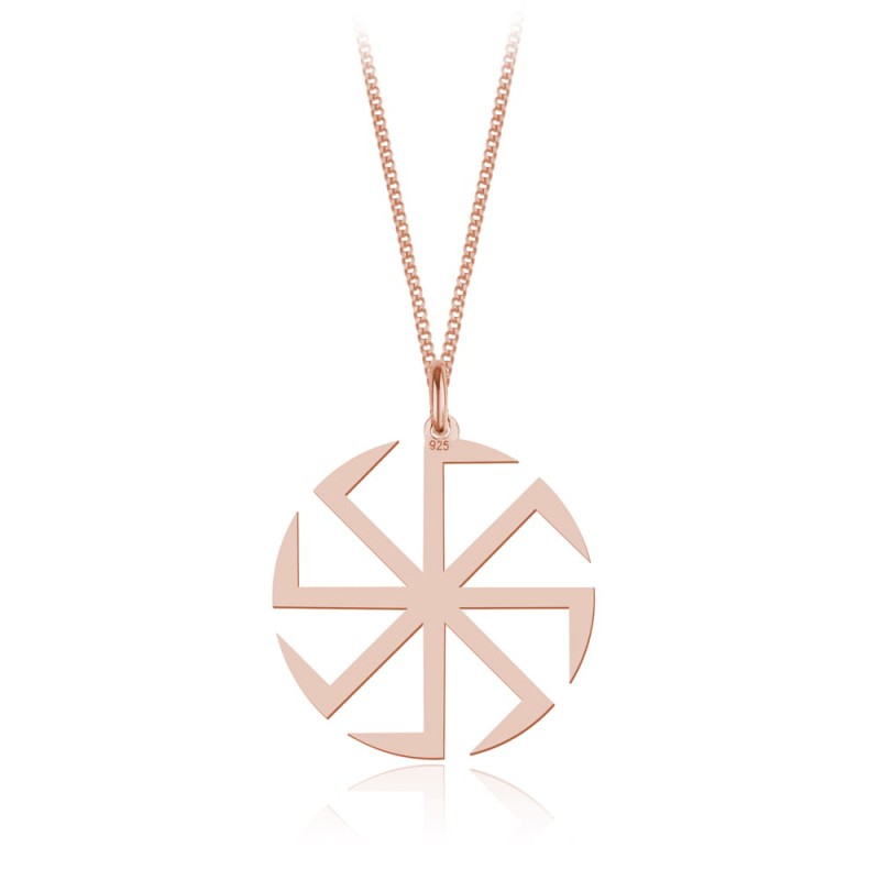 Srebrny naszyjnik Słowiański Kołowrót Swarga Swarożyca Swarzyca II - rose gold