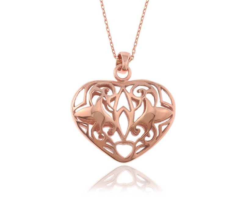 Naszyjnik z ażurowym sercem Myra - rose gold